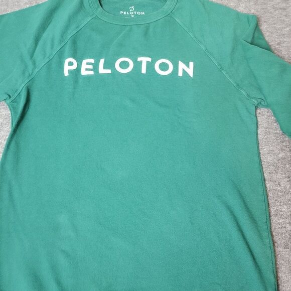 Peloton Embroidered Sweatshirt Women's Size M Green Crewneck USA Made - Picture 3 of 7